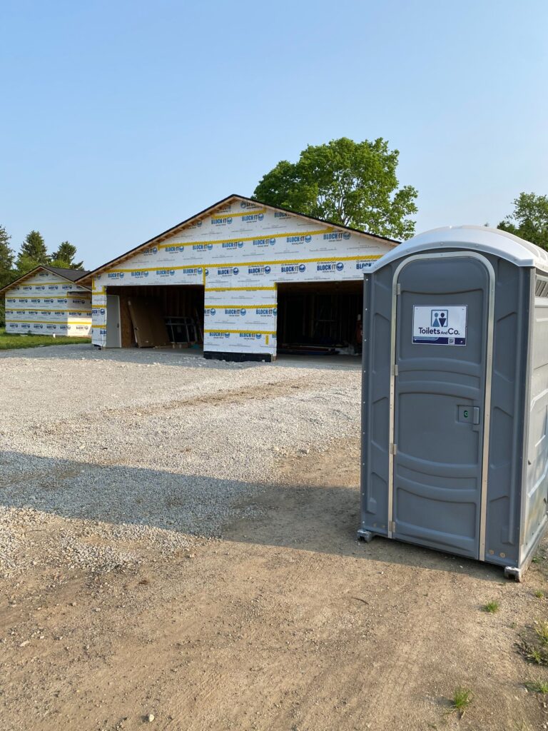 A portajohn on a Dayton, OH construction site.