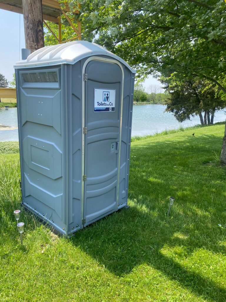 A standard portable toilet