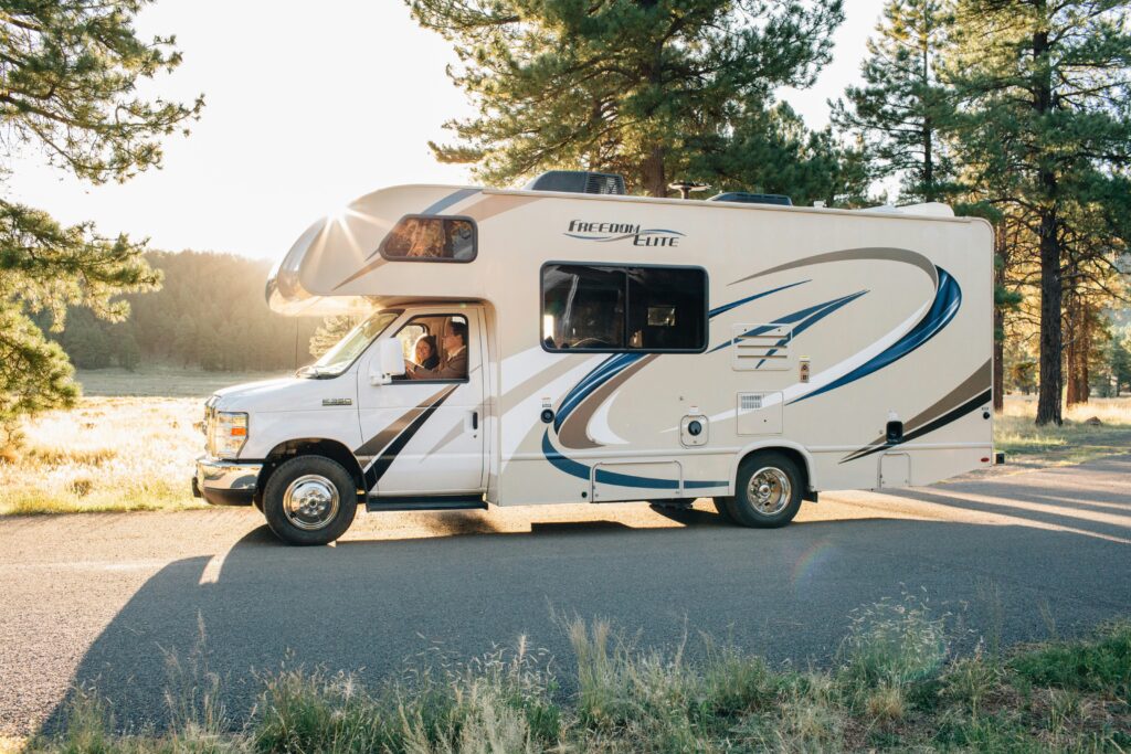 An RV next to a lake in Ohio